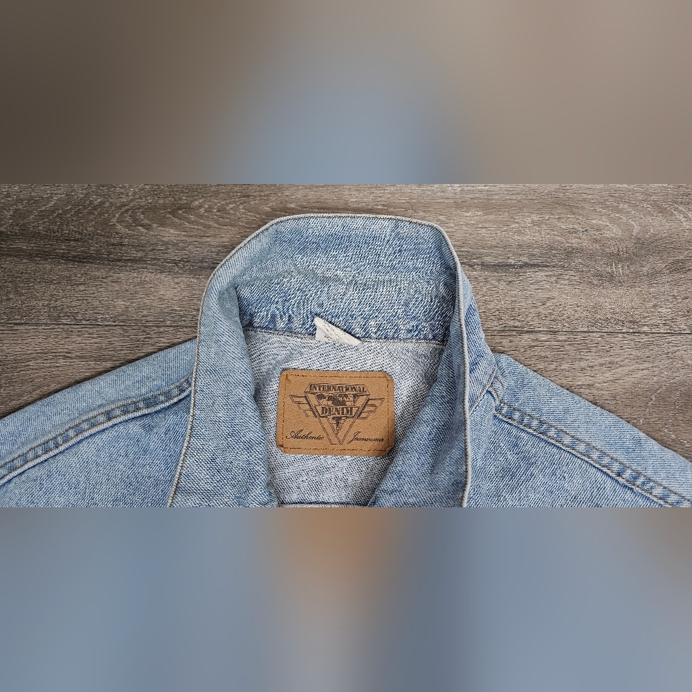 International Denim Vintage Jacket with Custom Embroidery-Size XL - Picture 5 of 6